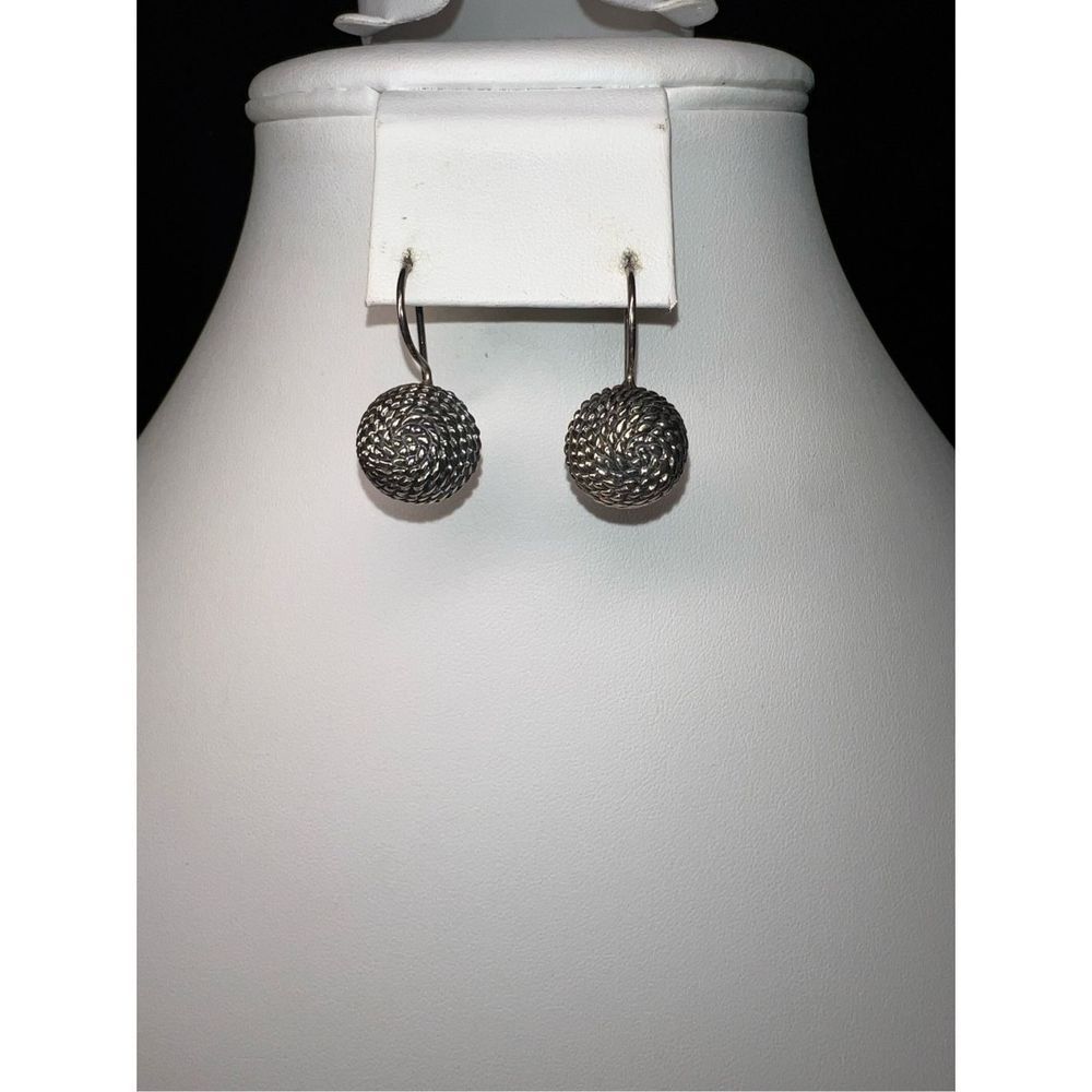 Vintage Antiqued Sterling Silver Design Round Ball Handmade Earrings 15$